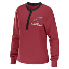 Arizona Cardinals WEAR by Erin Andrews Women's Waffle Henley Long Sleeve T-Shirt Cardinal