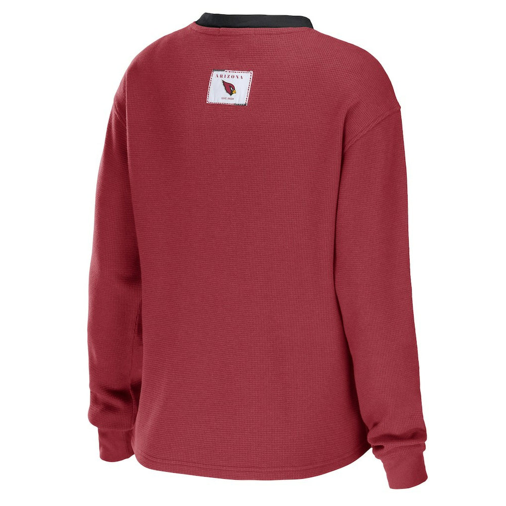 Arizona Cardinals WEAR by Erin Andrews Women's Waffle Henley Long Sleeve T-Shirt Cardinal