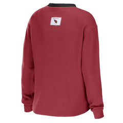 Arizona Cardinals WEAR by Erin Andrews Women's Waffle Henley Long Sleeve T-Shirt Cardinal