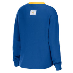 Los Angeles Rams WEAR by Erin Andrews Women's Waffle Henley Long Sleeve T-Shirt Royal