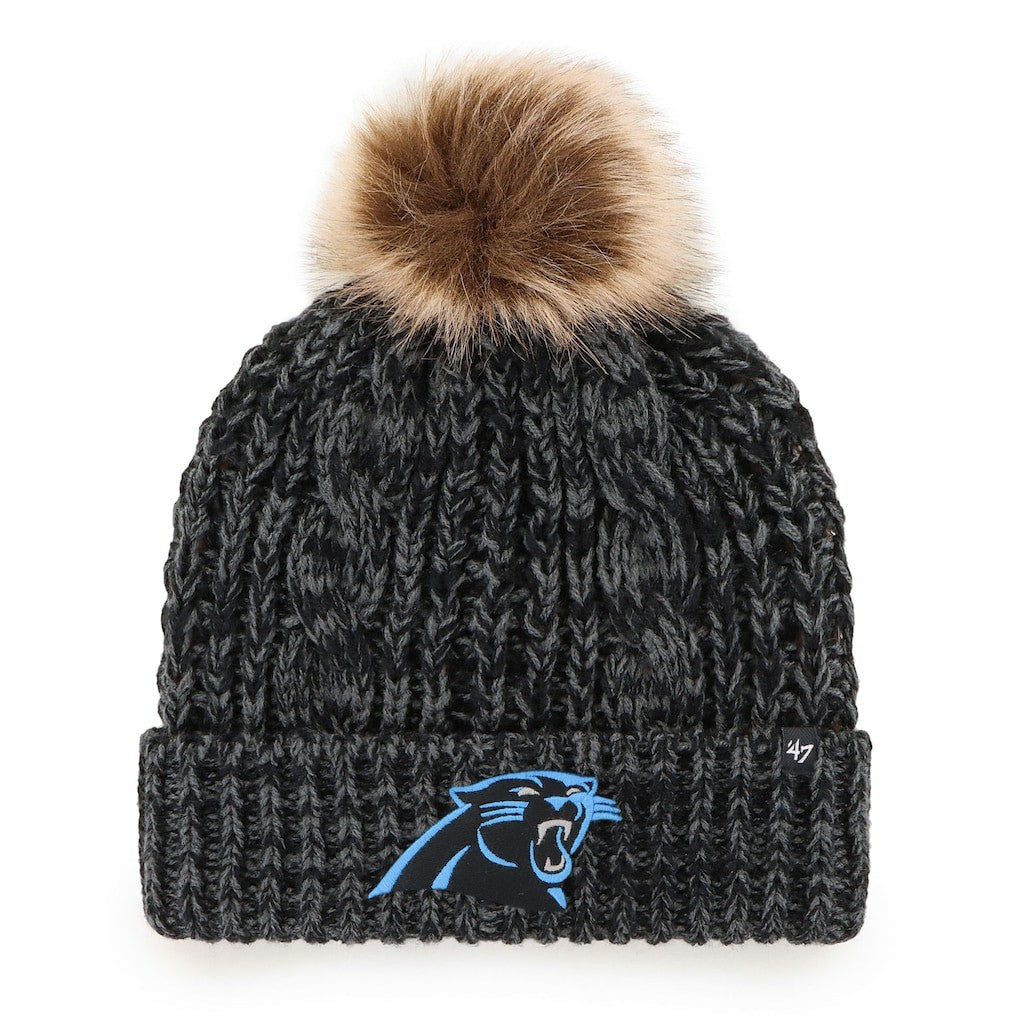 Carolina Panthers '47 Women's Meeko Cuffed Knit Hat with Pom Black