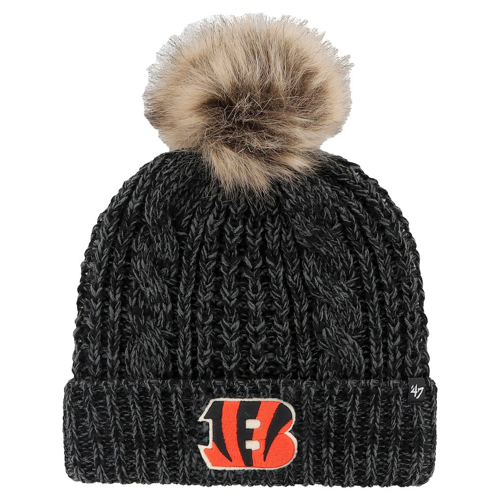 Cincinnati Bengals '47 Women's Meeko Cuffed Knit Hat with Pom Black