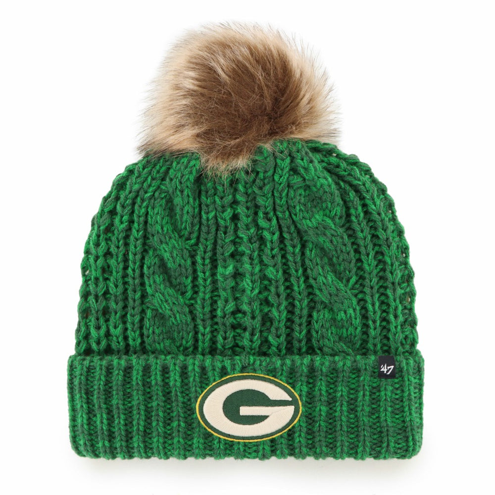Green Bay Packers '47 Women's Meeko Cuffed Knit Hat with Pom Green