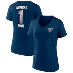 Chicago Bears Women's Plus Size Mother's Day #1 Mom V-Neck T-Shirt Navy