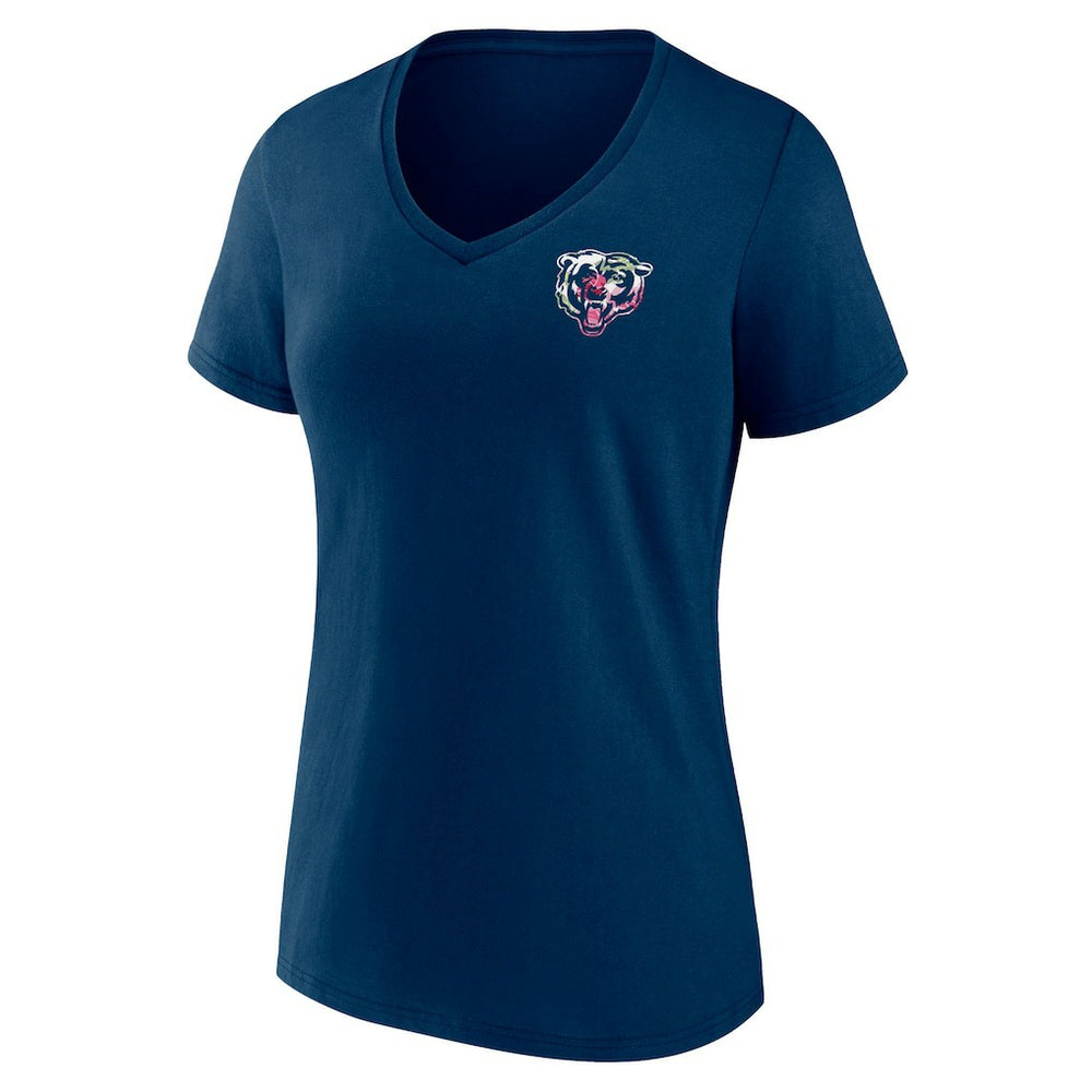 Chicago Bears Women's Plus Size Mother's Day #1 Mom V-Neck T-Shirt Navy
