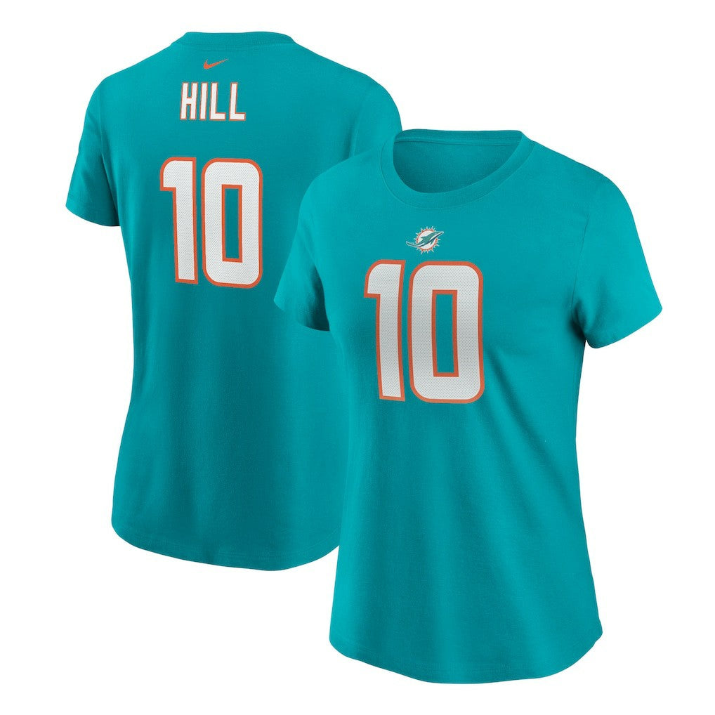 Tyreek Hill Miami Dolphins Women's Player Name & Number T-Shirt Aqua