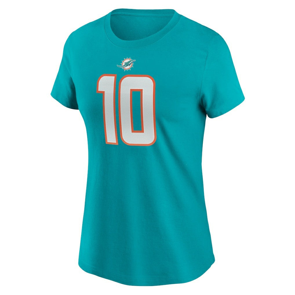 Tyreek Hill Miami Dolphins Women's Player Name & Number T-Shirt Aqua