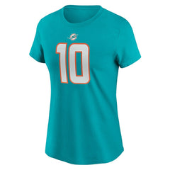 Tyreek Hill Miami Dolphins Women's Player Name & Number T-Shirt Aqua