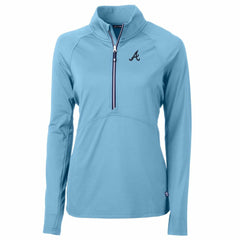 Atlanta Braves Cutter & Buck Women's Adapt Eco Knit Stretch Recycled Half-Zip Pullover Top - Light Blue Pullover