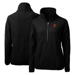 San Francisco Giants Cutter & Buck Women's Cascade Eco Sherpa Fleece Quarter-Zip Pullover Jacket - Black Jackets