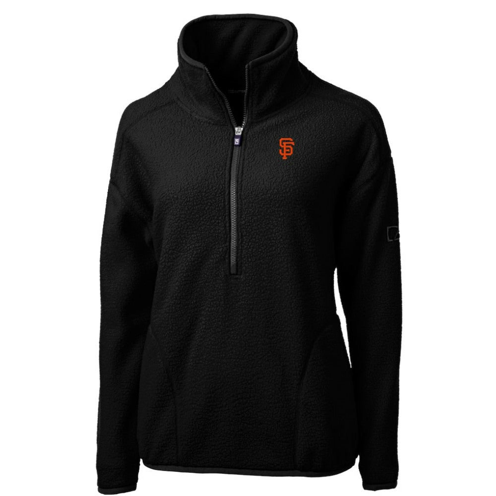 San Francisco Giants Cutter & Buck Women's Cascade Eco Sherpa Fleece Quarter-Zip Pullover Jacket - Black Jackets