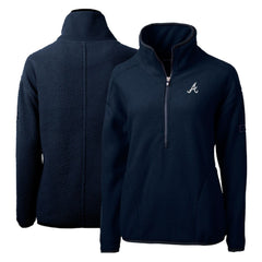 Atlanta Braves Cutter & Buck Women's Cascade Eco Sherpa Fleece Quarter-Zip Pullover Jacket - Navy Jackets