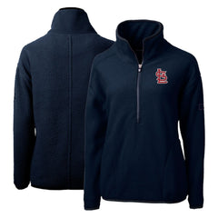 St. Louis Cardinals Cutter & Buck Women's Cascade Eco Sherpa Fleece Quarter-Zip Pullover Jacket - Navy Jackets