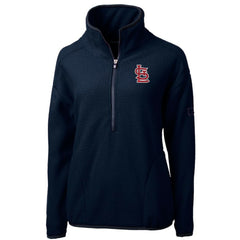 St. Louis Cardinals Cutter & Buck Women's Cascade Eco Sherpa Fleece Quarter-Zip Pullover Jacket - Navy Jackets