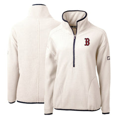Boston Red Sox Cutter & Buck Women's Cascade Eco Sherpa Fleece Quarter-Zip Pullover Jacket - White/Navy Jackets