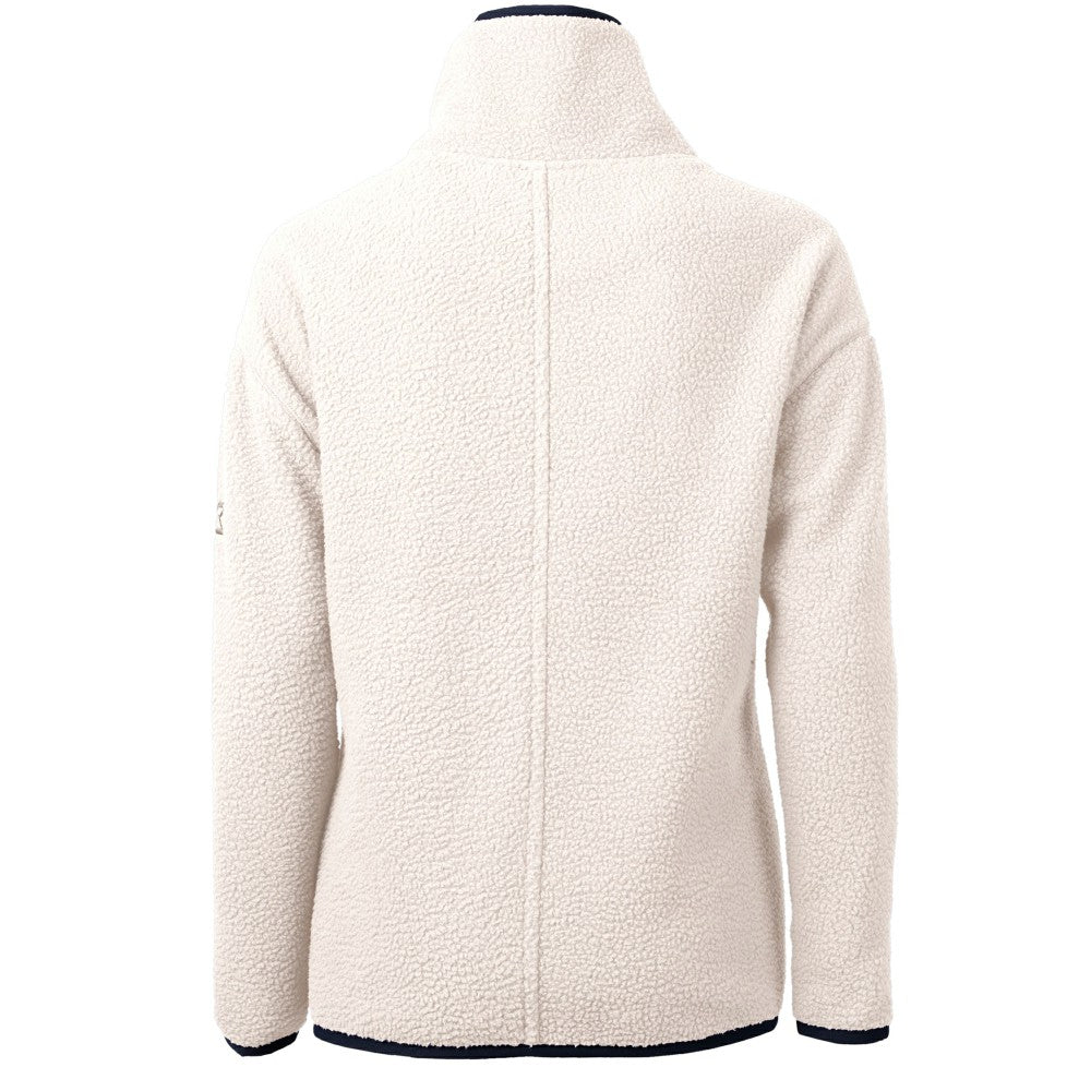 Cleveland Guardians Cutter & Buck Women's Cascade Eco Sherpa Fleece Quarter-Zip Pullover Jacket - White/Navy Jackets
