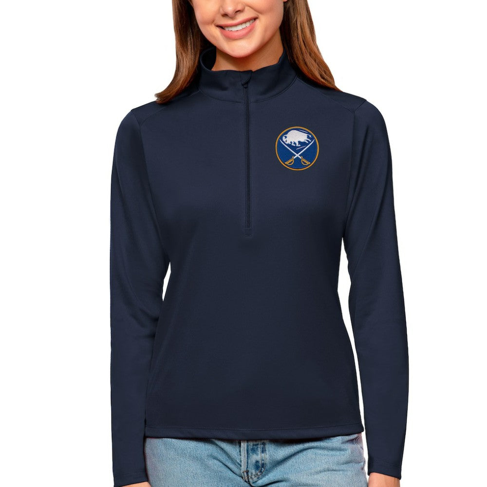 NHL Buffalo Sabres Antigua Women's Tribute Quarter-Zip Pullover Top - Navy
