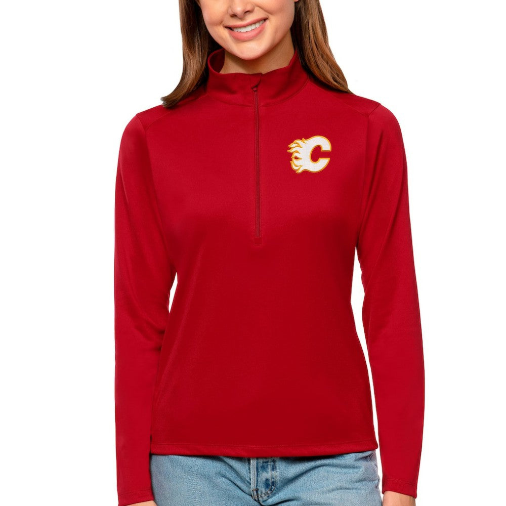 NHL Calgary Flames Antigua Women's Tribute Quarter-Zip Pullover Top - Red
