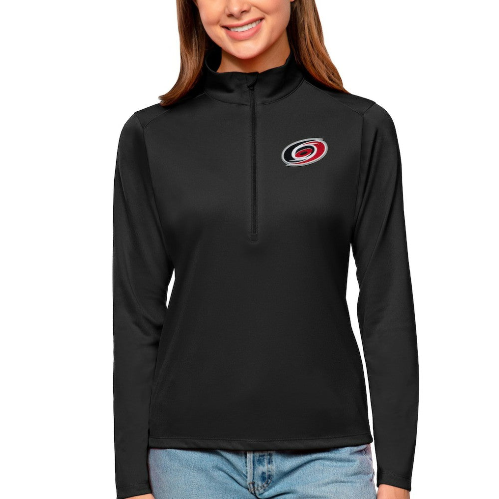 NHL Carolina Hurricanes Antigua Women's Tribute Quarter-Zip Pullover Top - Black