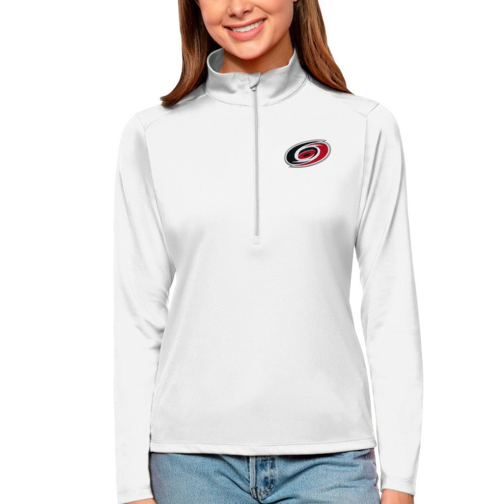 NHL Carolina Hurricanes Antigua Women's Tribute Quarter-Zip Pullover Top - White