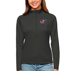 NHL Columbus Blue Jackets Antigua Women's Tribute Quarter-Zip Pullover Top - Charcoal