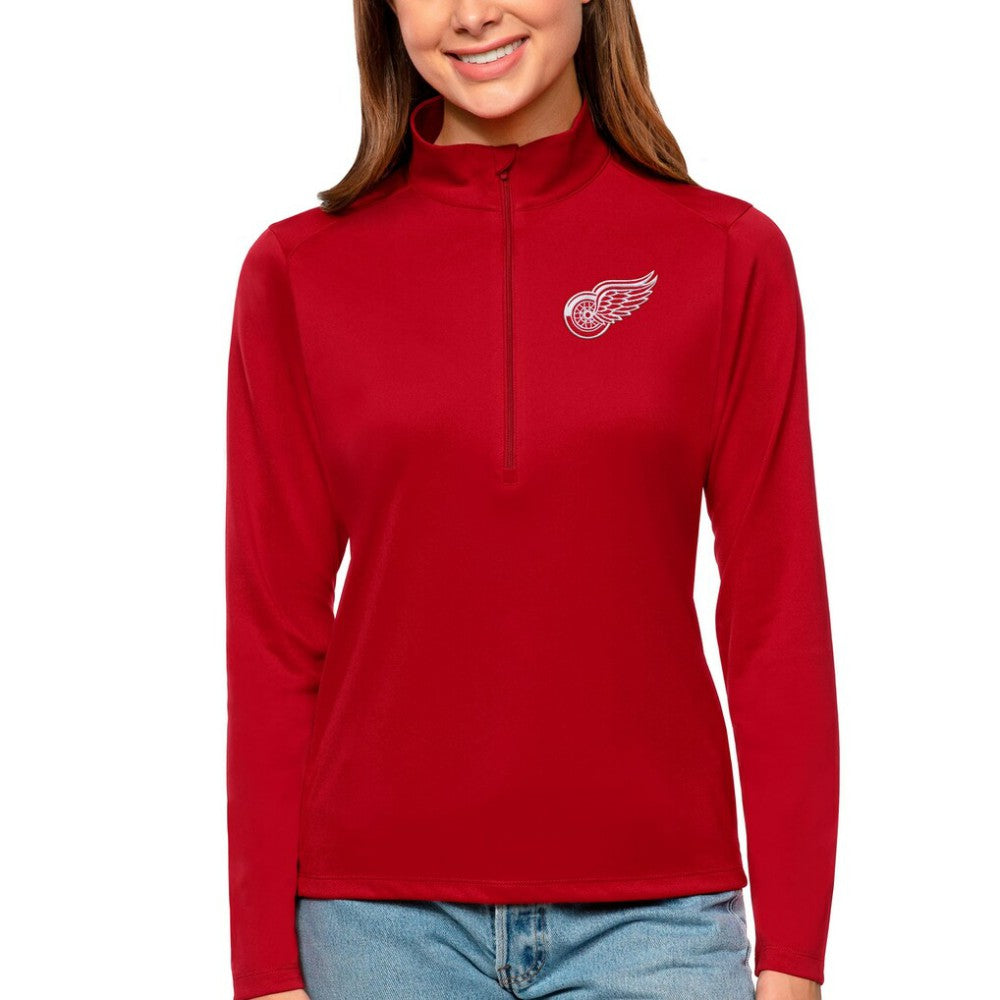 NHL Detroit Red Wings Antigua Women's Tribute Quarter-Zip Pullover Top - Red