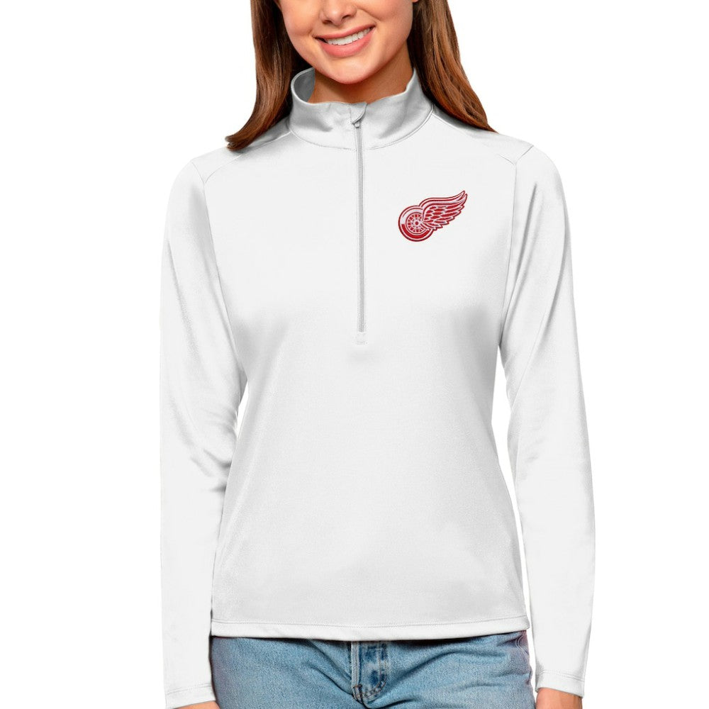 NHL Detroit Red Wings Antigua Women's Tribute Quarter-Zip Pullover Top - White