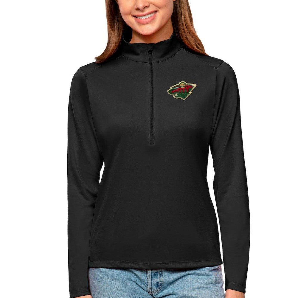 NHL Minnesota Wild Antigua Women's Tribute Quarter-Zip Pullover Top - Black