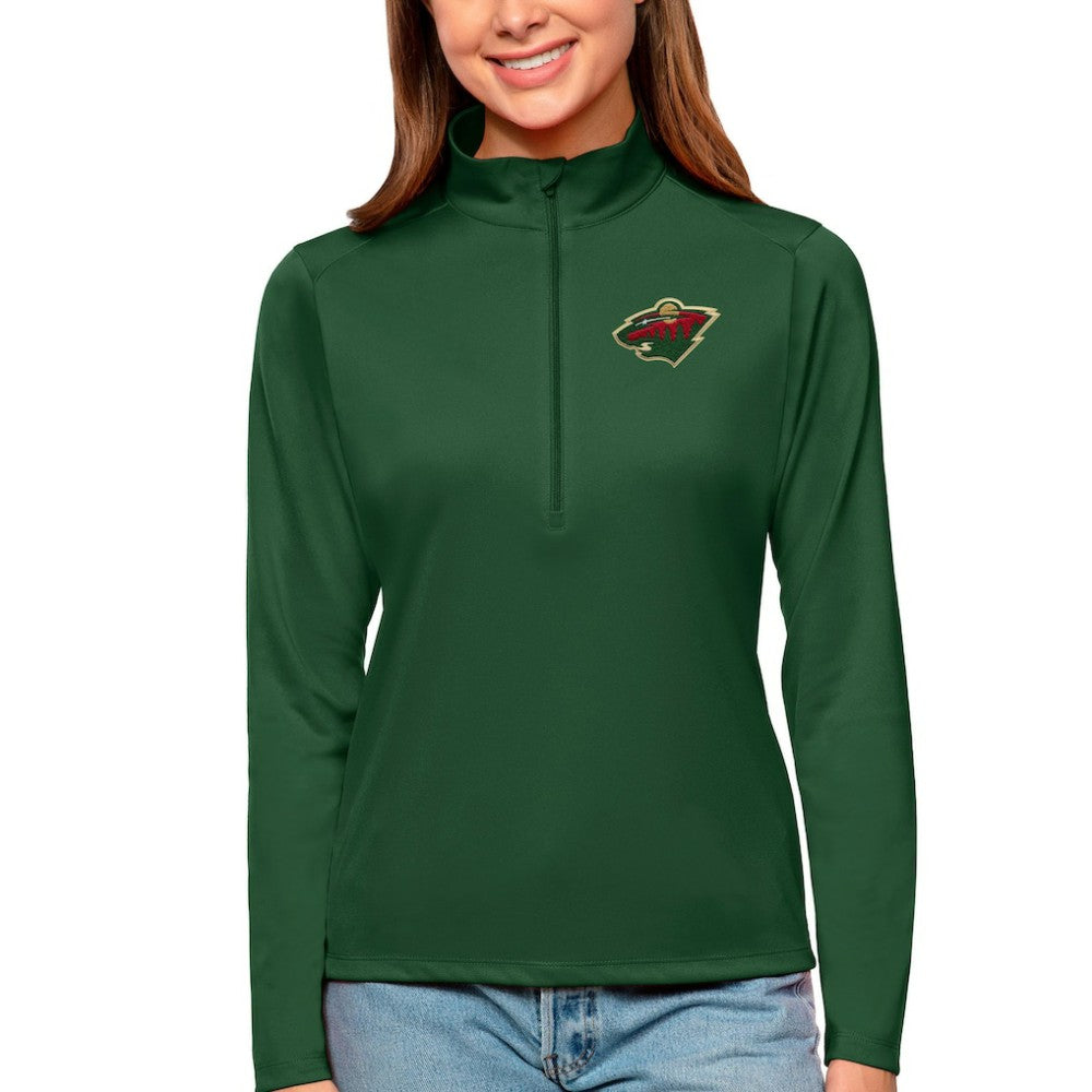 NHL Minnesota Wild Antigua Women's Tribute Quarter-Zip Pullover Top - Forest Green