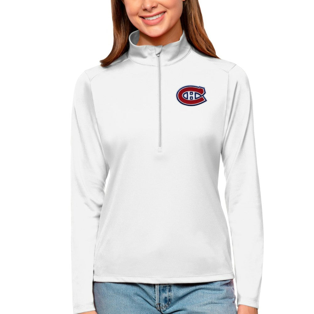 NHL Montreal Canadiens Antigua Women's Tribute Quarter-Zip Pullover Top - White