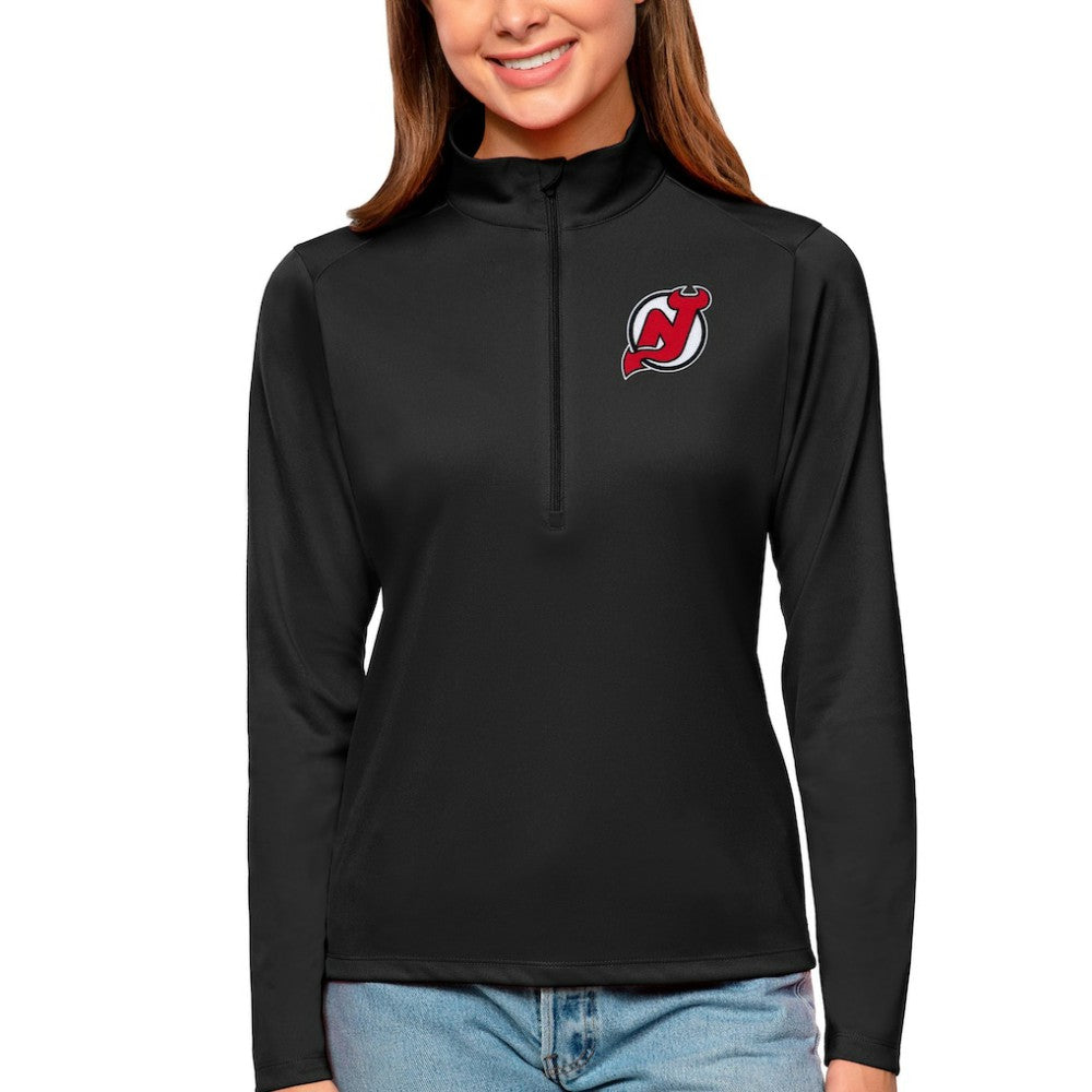 NHL New Jersey Devils Antigua Women's Tribute Quarter-Zip Pullover Top - Black