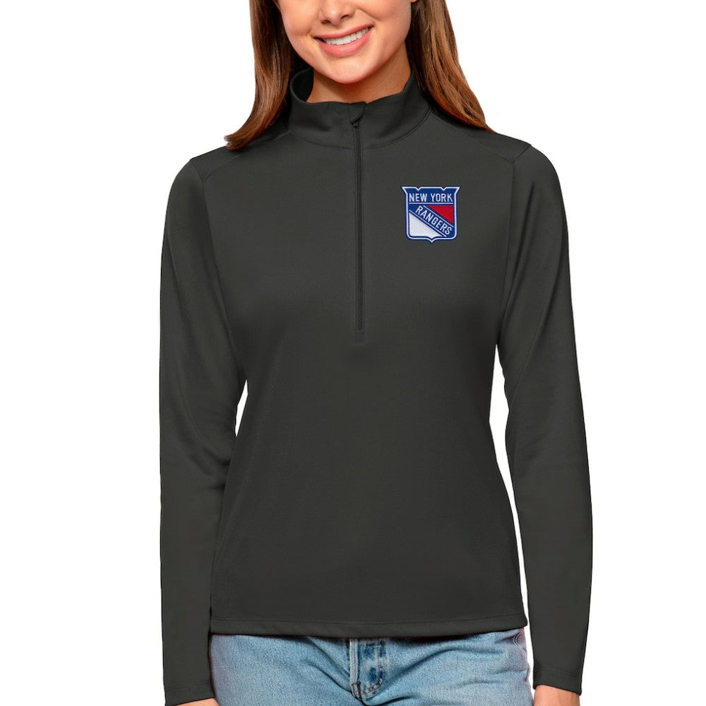 NHL New York Rangers Antigua Women's Tribute Quarter-Zip Pullover Top - Charcoal