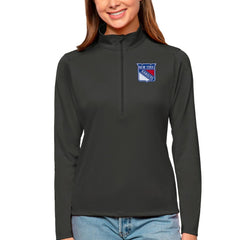 NHL New York Rangers Antigua Women's Tribute Quarter-Zip Pullover Top - Charcoal