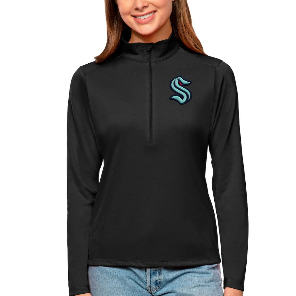 NHL Seattle Kraken Antigua Women's Tribute Quarter-Zip Pullover Top - Black