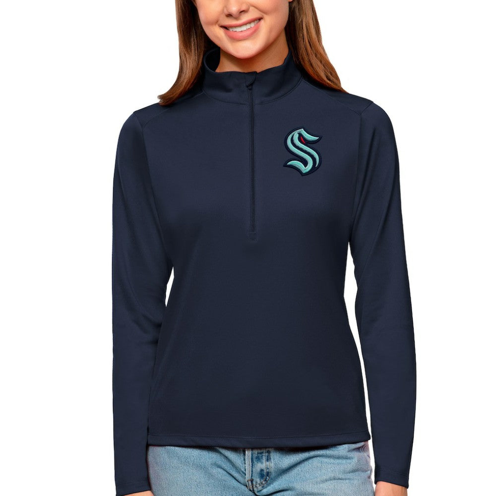 NHL Seattle Kraken Antigua Women's Tribute Quarter-Zip Pullover Top - Navy
