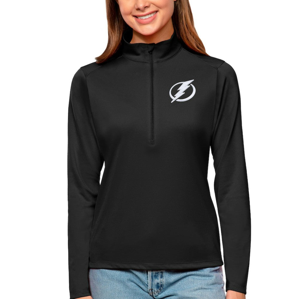 NHL Tampa Bay Lightning Antigua Women's Tribute Quarter-Zip Pullover Top - Black