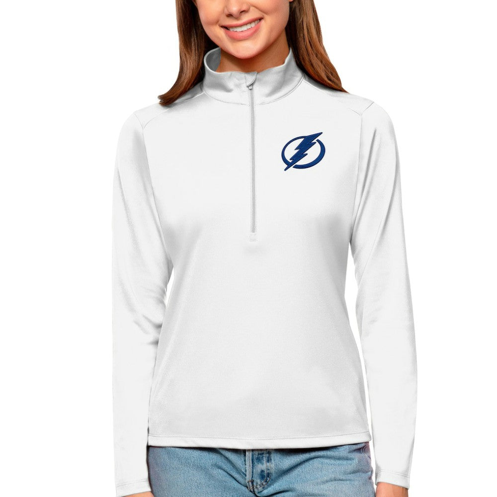 NHL Tampa Bay Lightning Antigua Women's Tribute Quarter-Zip Pullover Top - White