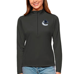 NHL Vancouver Canucks Antigua Women's Tribute Quarter-Zip Pullover Top - Charcoal