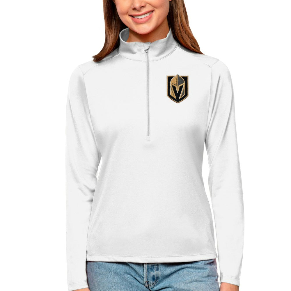 NHL Vegas Golden Knights Antigua Women's Tribute Quarter-Zip Pullover Top - White