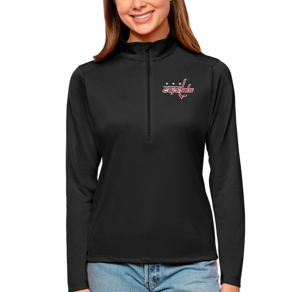 NHL Washington Capitals Antigua Women's Tribute Quarter-Zip Pullover Top - Black