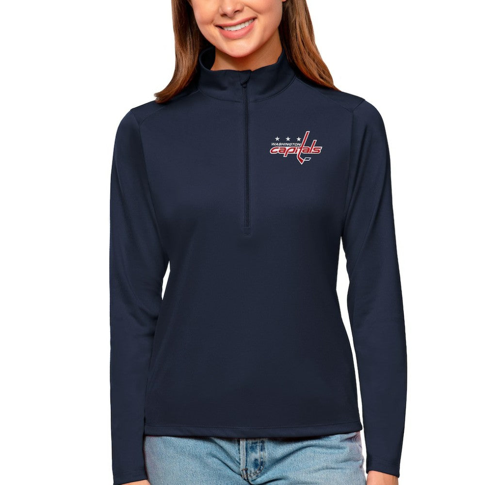 NHL Washington Capitals Antigua Women's Tribute Quarter-Zip Pullover Top - Navy