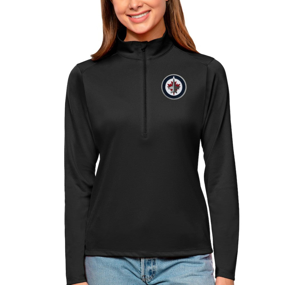 NHL Winnipeg Jets Antigua Women's Tribute Quarter-Zip Pullover Top - Black