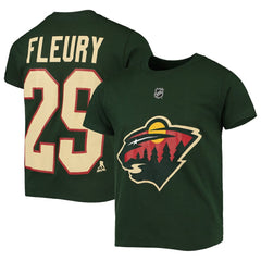 NHL Marc-Andre Fleury Minnesota Wild Youth Player Name & Number T-Shirt - Green