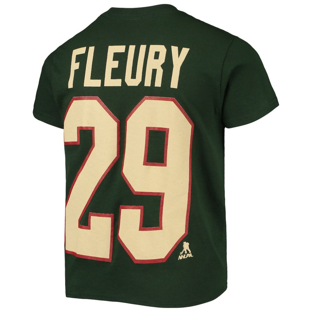 NHL Marc-Andre Fleury Minnesota Wild Youth Player Name & Number T-Shirt - Green