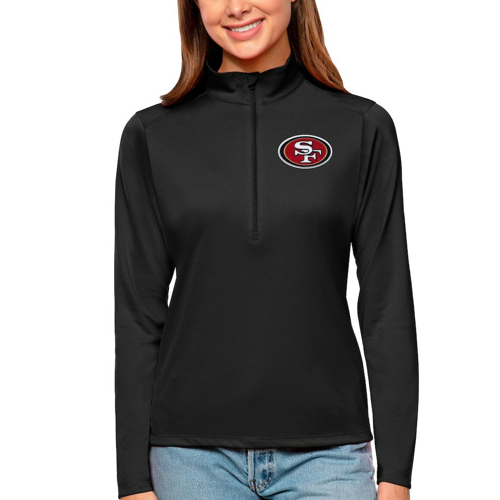 San Francisco 49ers Antigua Women's Tribute Half-Zip Top Black