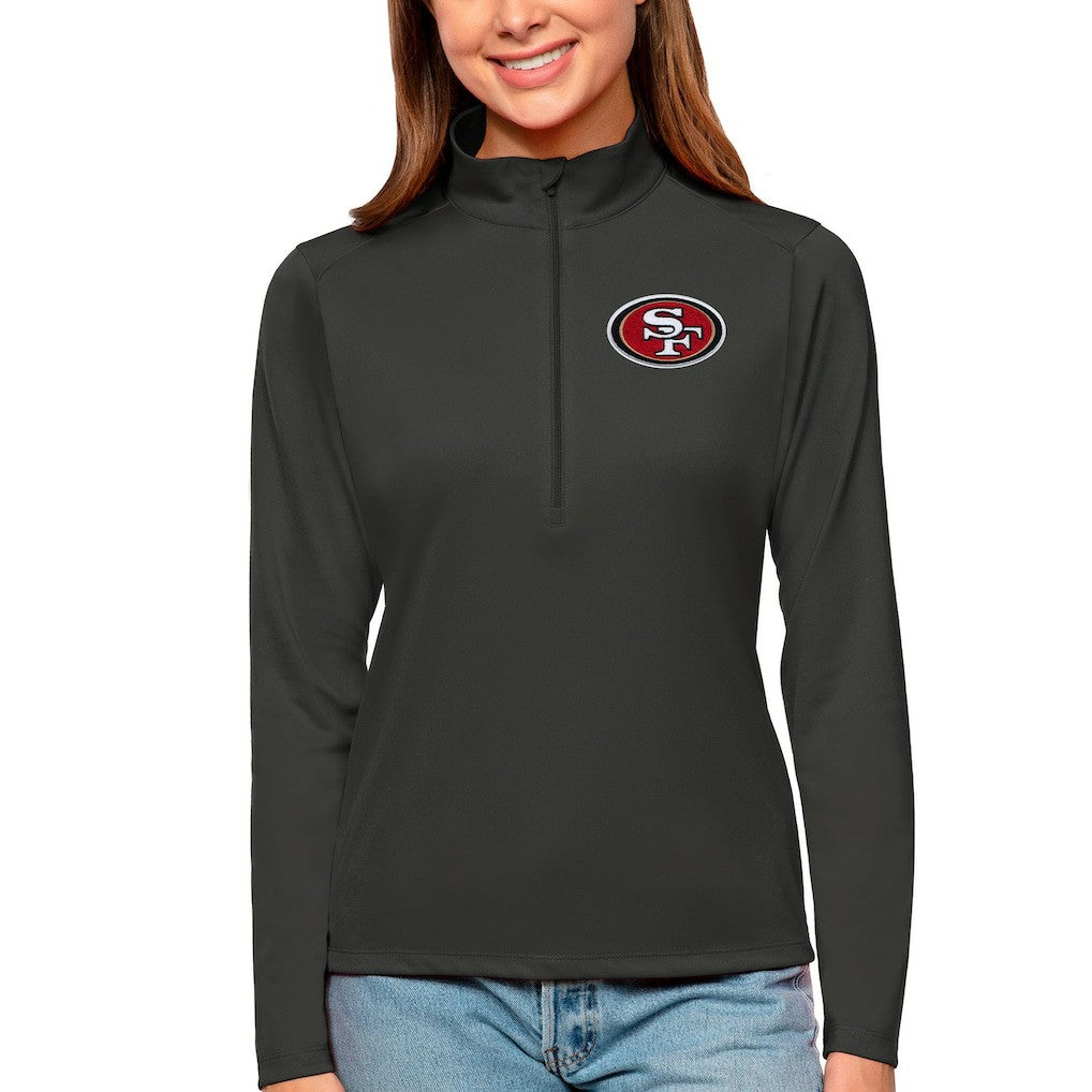 San Francisco 49ers Antigua Women's Tribute Half-Zip Top Charcoal