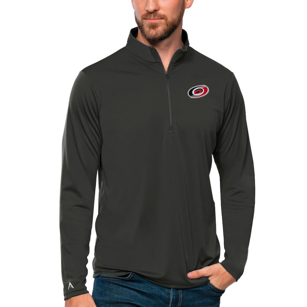 NHL Carolina Hurricanes Antigua Tribute Quarter-Zip Pullover Top - Charcoal