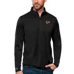 NHL Chicago Blackhawks Antigua Tribute Quarter-Zip Pullover Top - Black