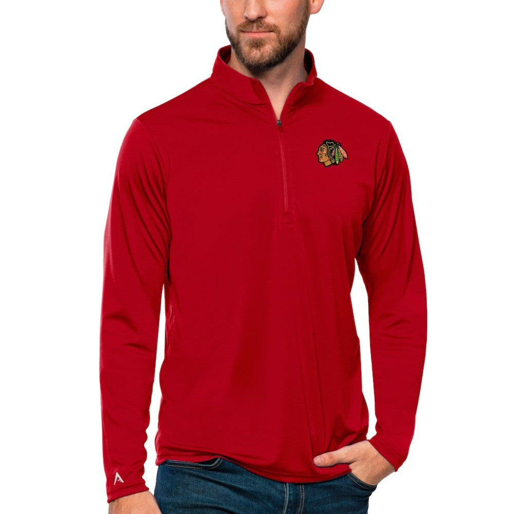 NHL Chicago Blackhawks Antigua Tribute Quarter-Zip Pullover Top - Red