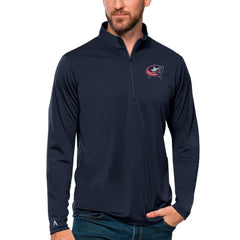 NHL Columbus Blue Jackets Antigua Tribute Quarter-Zip Pullover Top - Navy